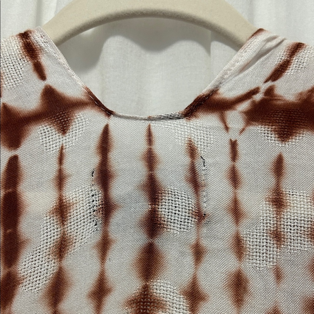 Angie Kimono Women’s One Size Brown Tie-Dye Fringe Boho Kaftan Coverup - Picture 10 of 16